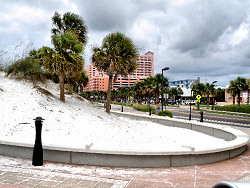 Beachwalk to hotels and shops