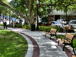 park benches, walkway Lakeland Florida
