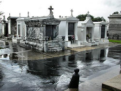 graves in rain