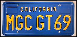 CA license plate "MGCGT69"