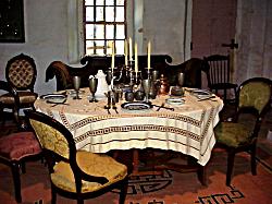 flashes of yellow light in the dining room